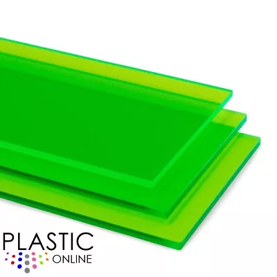 Galaxy Green Fluorescent Perspex Acrylic Sheet Colour Plastic Panel Cut To Size • £0.99