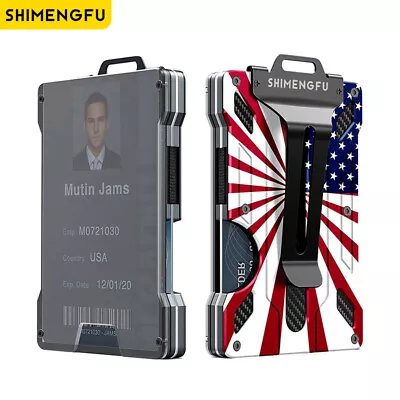 Men's Aluminum Alloy Slim RFID Blocker Card Holder Credit Card Metal Wallet • $21.88