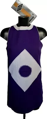 Ladies 1960’s Purple & White Mod Costume Mary Quant Twiggy Fancy Dress Uk 8-10 • £14.99