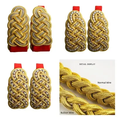 For Army Military Epaulettes Cord Shoulder Board Shoulder Epaulette Bullion Wire • $38
