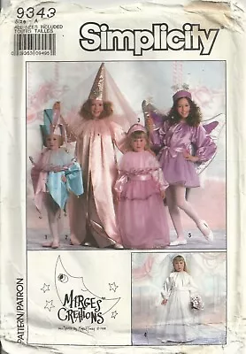 Simplicity 9343 Child Sz S-xl Jester Princess Bride Fairy Sewing Pattern Vtg • $3.99