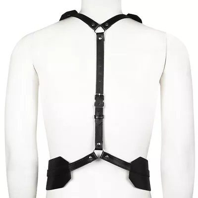 Adjustable PU Leather Body Open Chest Harness Bondage Waist Strap Costume Male • £8.40