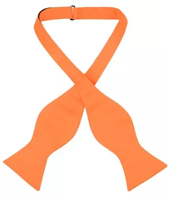 Vesuvio Napoli SELF TIE Bow Tie Solid ORANGE Color Mens BowTie • $13.95