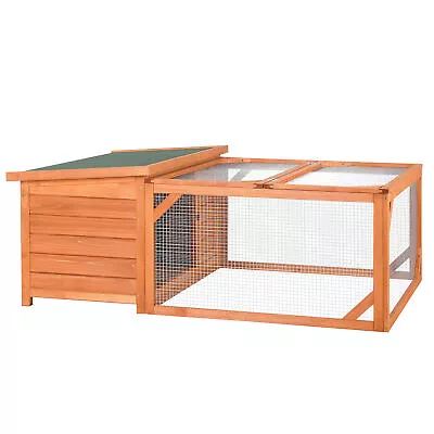 PawHut Rabbit Hutch With Run Small Animal Guinea Pig House With Openable Roof • £89.99