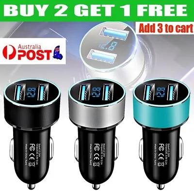 $9.69 • Buy Dual USB Fast Car Charger 2 Port Display Cigarette Lighter Socket DM