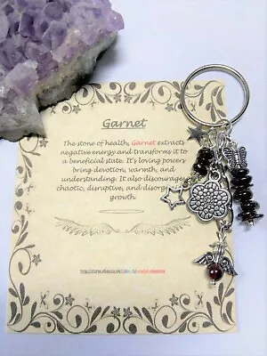 £5.99 • Buy Garnet January Birthstone Crystals Gemstone Angel Bag Charm Gift Keyring
