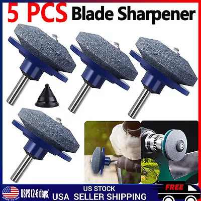 5PCS Lawn Mower Blade Sharpener Rotary Stone Grindstone Sharpening Drill Tool HQ • $11.88