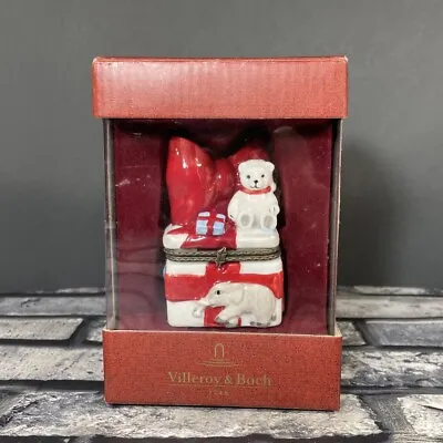 Villeroy & Boch Santas Treats Porcelain Hinged Trinket Box Holiday NIB • $14.99