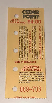 Vintage Cedar Point Resort Amusement Park Parking Lot Pass Ticket Stub Receipt • $14.24