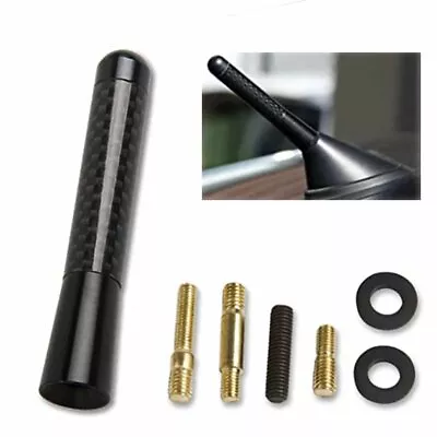 3  Car Carbon Fiber Screw Radio Short Antenna W/ Screws Kit Accessories Set • $8.54