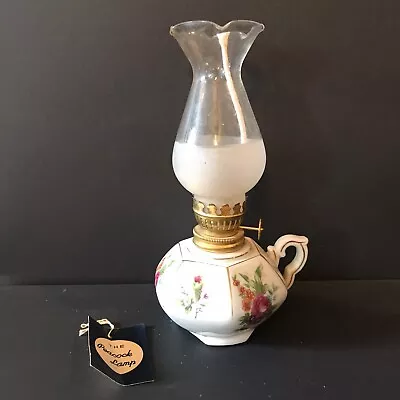 Vintage Moss Rose Oil Hurricane Lamp By The Peacock Lamps • $28