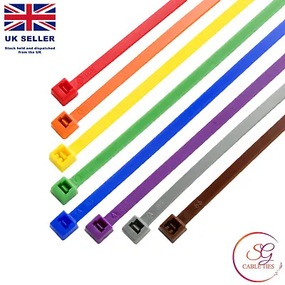 160x Assorted Colour Cable Ties 100mm Nylon Plastic (20qty Of Each Colour) • £3.89