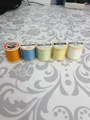 Vintage SYLKO Cotton Reels Bobbins X5 Various Colours Sewing  • £2.50