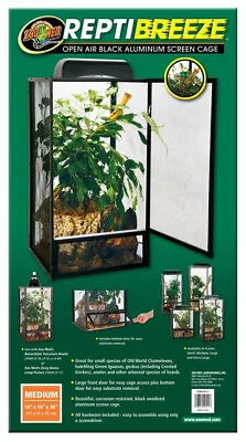 Zoo Med ReptiBreeze Open Air Black Aluminum Screen Cage Reptile (Medium ) • $99.82