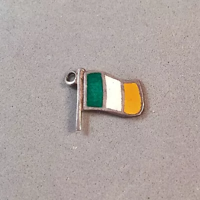 VINTAGE .925 Sterling Silver IRELAND ENAMEL FLAG CHARM VT46 • $15.50