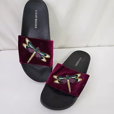 Steve Madden Purple Velvet Dragonfly Slip-on Sandals Size 7 EUC • $18.99