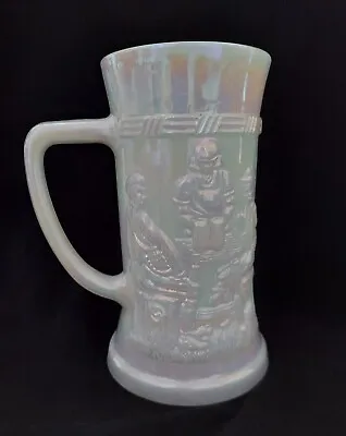 Federal Carnival Milk Glass IridescentMug Embossed 6  In Tall Vintage • $24.99