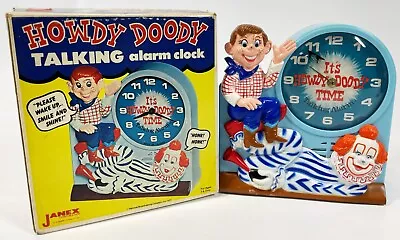 Vintage 1974 Howdy Doody Janex Plastic Talking Alarm Clock W/ Box FOR PARTS • $79.99