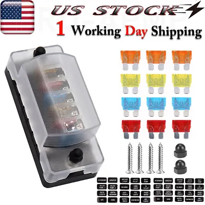 6 Way Fuse Box Block Holder With 12PCS Blade Fuses Kit For Car Truck Marine • $17.94