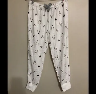 Hollister Womens Size Small Jogger Pajama Pants White Deer Bear Print • £14.46