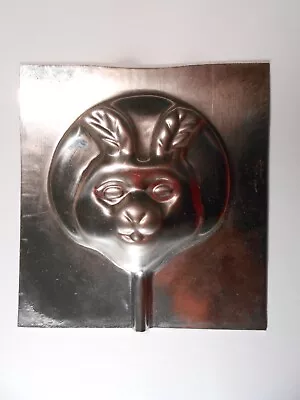 Vintage Lorann Tin Metal Chocolate Candy Lollipop Mold Rabbit Bunny Round Face  • $9.99