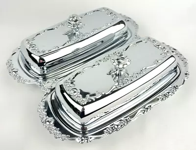 Vintage Perma Brite Chrome Double Covered Butter Dish National Silver Co • $24.95