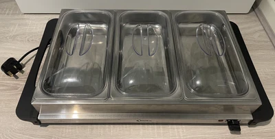 £6 • Buy Pre Owned Stainless Steel Buffet Server.  3 Stainless Steel Bowls.
