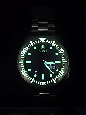 Shield Atlantis Automatic Black Dial Super Luminova Bezel Hands Mens Dive Watch  • $125