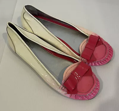 Michelle D Womens Pink And White Patton Leather Loafer Dress Shoes Size 9 1/2 • $11.99