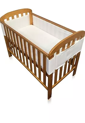 Breathe Easy Air Mesh 4 Sided Nursery Cot Bed Liner Bumper - White  460cm X 28cm • £5