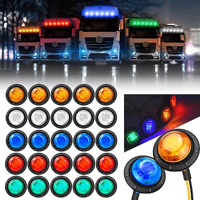 10-100Pcs 3/4  Marker Lights LED Truck Trailer Round Side Bullet Light Lamps 12V • $8.99