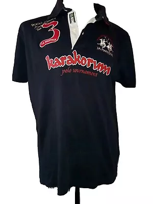 La Martina Karakorum Mongolia Mens Black   Shirt  Polo Cotton Size XXL • $39