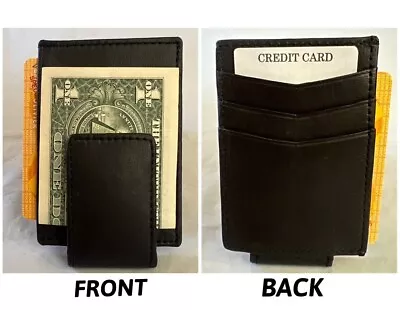 Leather Magnet Money Clip Wallet Credit Card ID Holder Front Pocket • $9.99