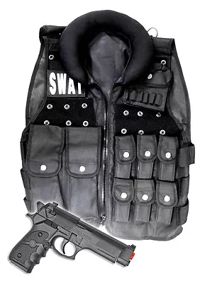 Police SWAT Vest Halloween Costume With Toy Gun Cop Adult Men Size Airsoft Pack • $35