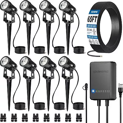 SUNVIE All-In-One LED Landscape Lighting Kit 8-Pack Low Voltage Landscape 65 Ft • $89.99