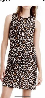 NWOT J.Crew Leopard Print Dress Dize 2 Lined Zip Close Machine Washable • $24