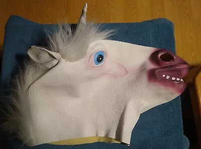 $16.99 • Buy Unicorn Mask Creepy Head Latex Halloween Costume Theater Prank Prop Crazy Masks
