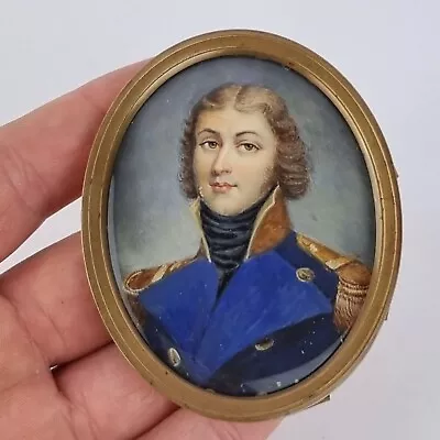 Antique 19th Century Portrait Miniature Gentleman Young Naval Officer • £395