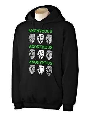 Anonymous Mask Hoodie - Guy Fawkes V For Vendetta Disobey Hacker T-Shirt • £25.95