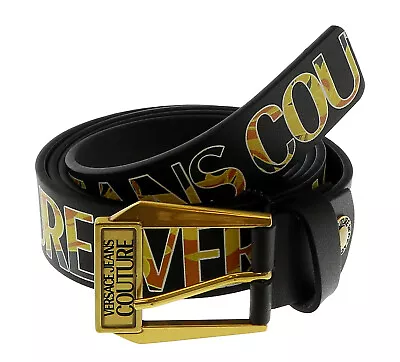 Versace Jeans Couture Black/Gold Signature Buckle Lettering Print  Leather • $155.50