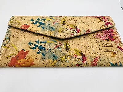 Pure Cork Wallet Billfold Vegan Renewable Colorful Flowers Organizer Clutch Bag • $13