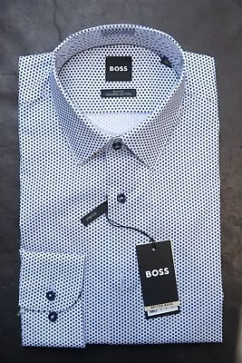 Hugo Boss Men's Hank Kent Slim Fit Stretch Organic Cotton Dress Shirt 39 15.5 • $64.79