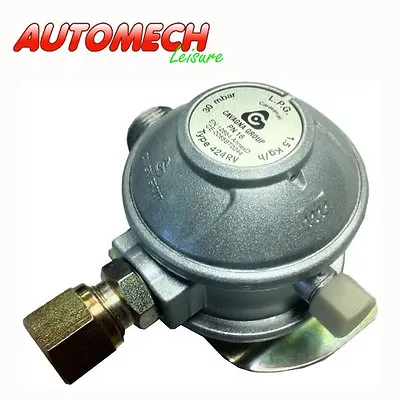 Cavagna Euro Bulkhead Caravan Regulator 30mb/8mm Inlet 90deg Outlet (43908) • £21.95