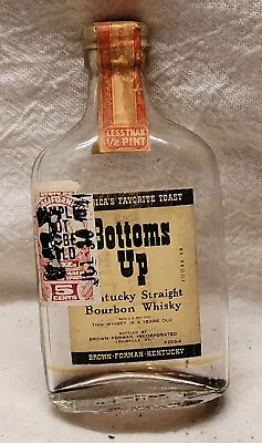 Miniature Brown Forman Bottoms Up Kentucky Bourbon Whiskey Bottle W Orig Label  • $49.99