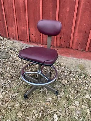 Vintage Mid Century Modern Vinyl Swivel Medical Dental Lab Drafting Stool • $300