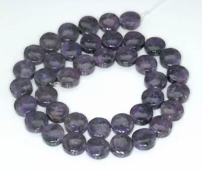 10MM Dark Purple Lepidolite Gemstone A Flat Round Button 16 Inch (90188408-655) • $9.59