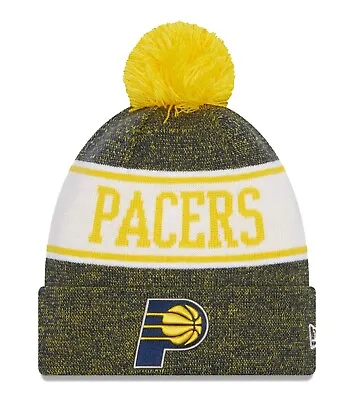 New Era Cap Men's NBA Indiana Pacers Team Banner Winter Knit Pom Bobble Hat • £28