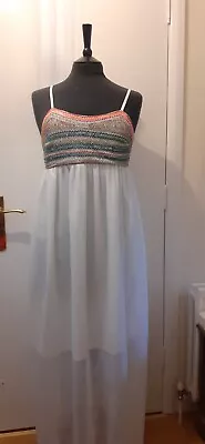 £45 • Buy Stunning Matthew Williamson White Beaded Maxi Dress Med.