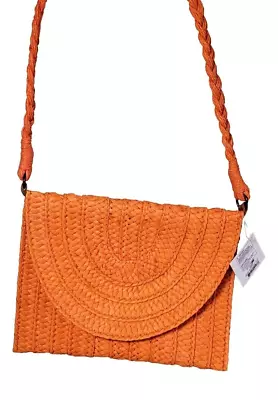 Straw Crossbody Shoulder Bag Tangerine Orange Purse Women's Summer Fashion • $14.98