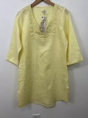 Malvin Womens Tunic Dress I Love Linen Quarter Sleeve Yellow Size M NWT • $27.50